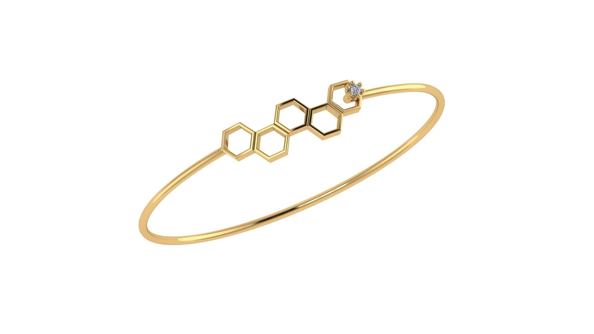 Hexa Glow Diamond Bangle , Yellow Gold , 1.12 Inch , 18 K
