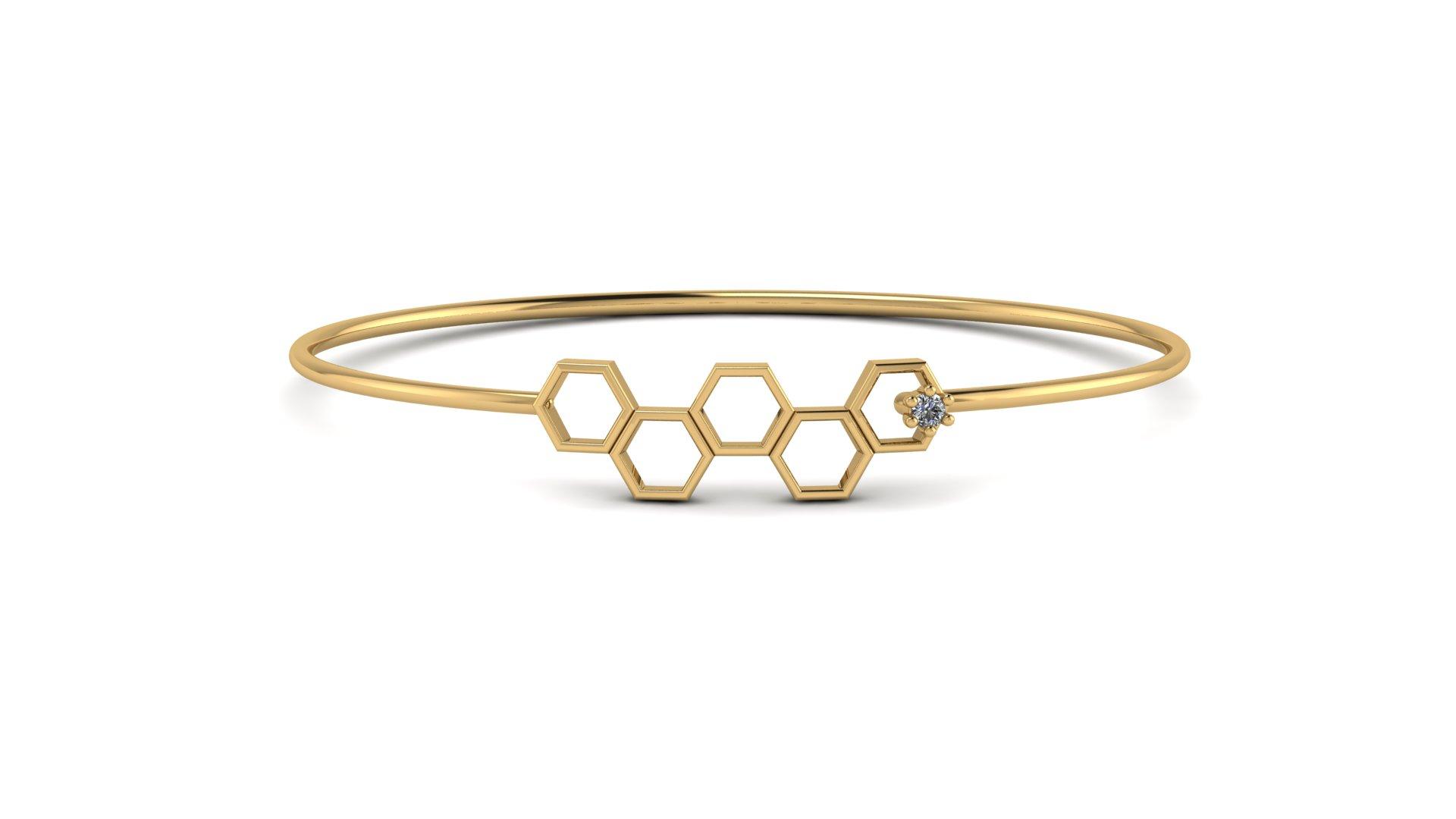 Hexa Glow Diamond Bangle , Yellow Gold , 1.12 Inch , 18 K