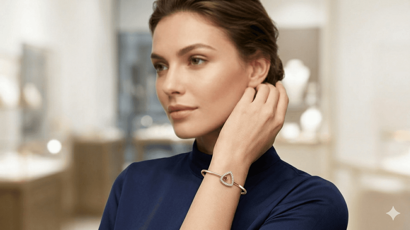 Ruby Halo Minimal Bangle , Yellow Gold , 1.12 Inch , 18 K