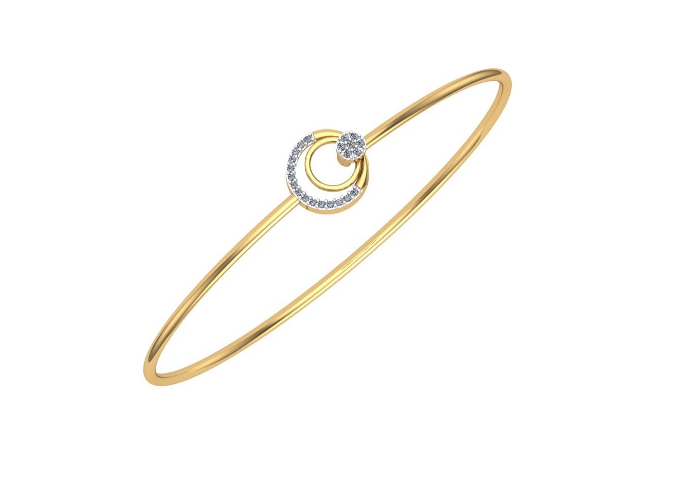 Celeste Loop Bangle , Yellow Gold , 1.12 Inch , 18 K