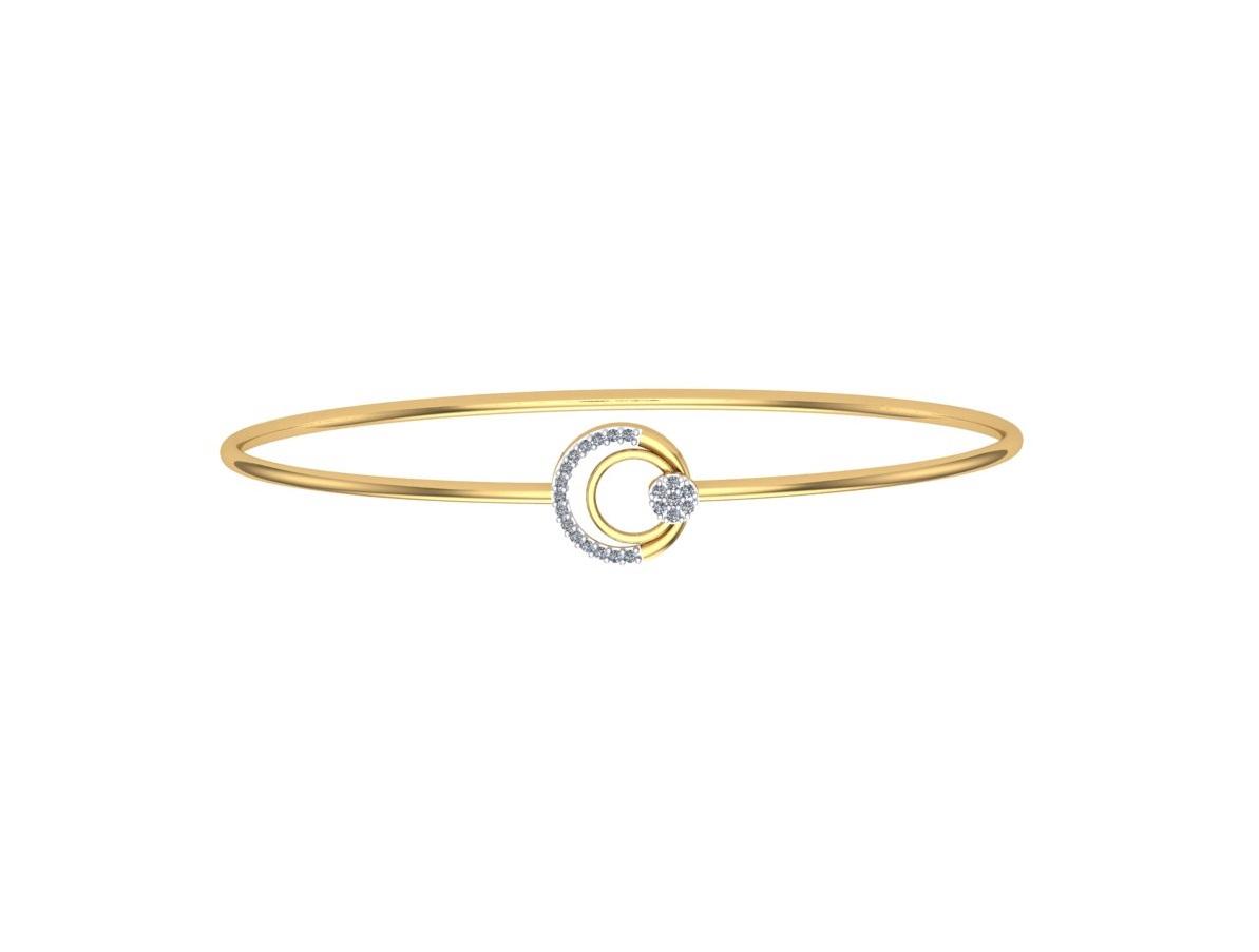 Celeste Loop Bangle , Yellow Gold , 1.12 Inch , 18 K