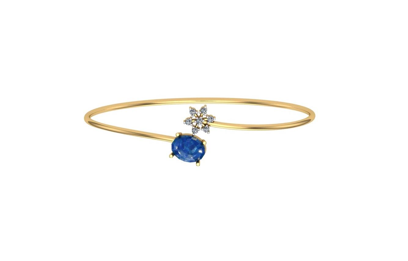 Sapphire Bloom Bangle , Yellow Gold , 1.12 Inch , 18 K
