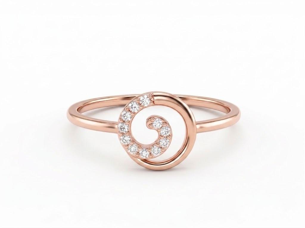 Modern Spiral Motif Ring , 7MM , 18 K , Yellow Gold