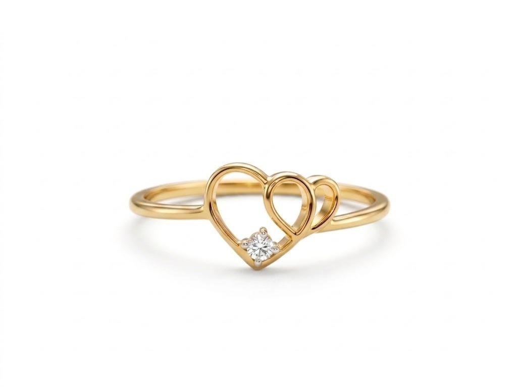 Intertwined Heart Motif Ring , 7MM , 18 K , Yellow Gold