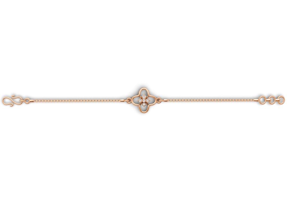 Clover Charm Bracelet , 5.5 Inch , Yellow Gold , 18 K