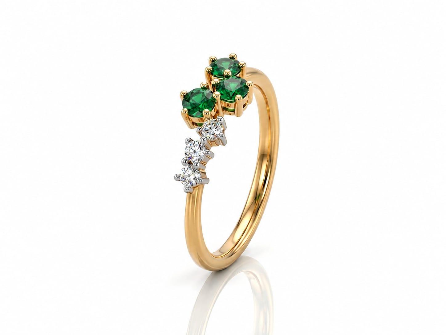 Modern Cluster Motif Ring , 7MM , 18 K , Yellow Gold