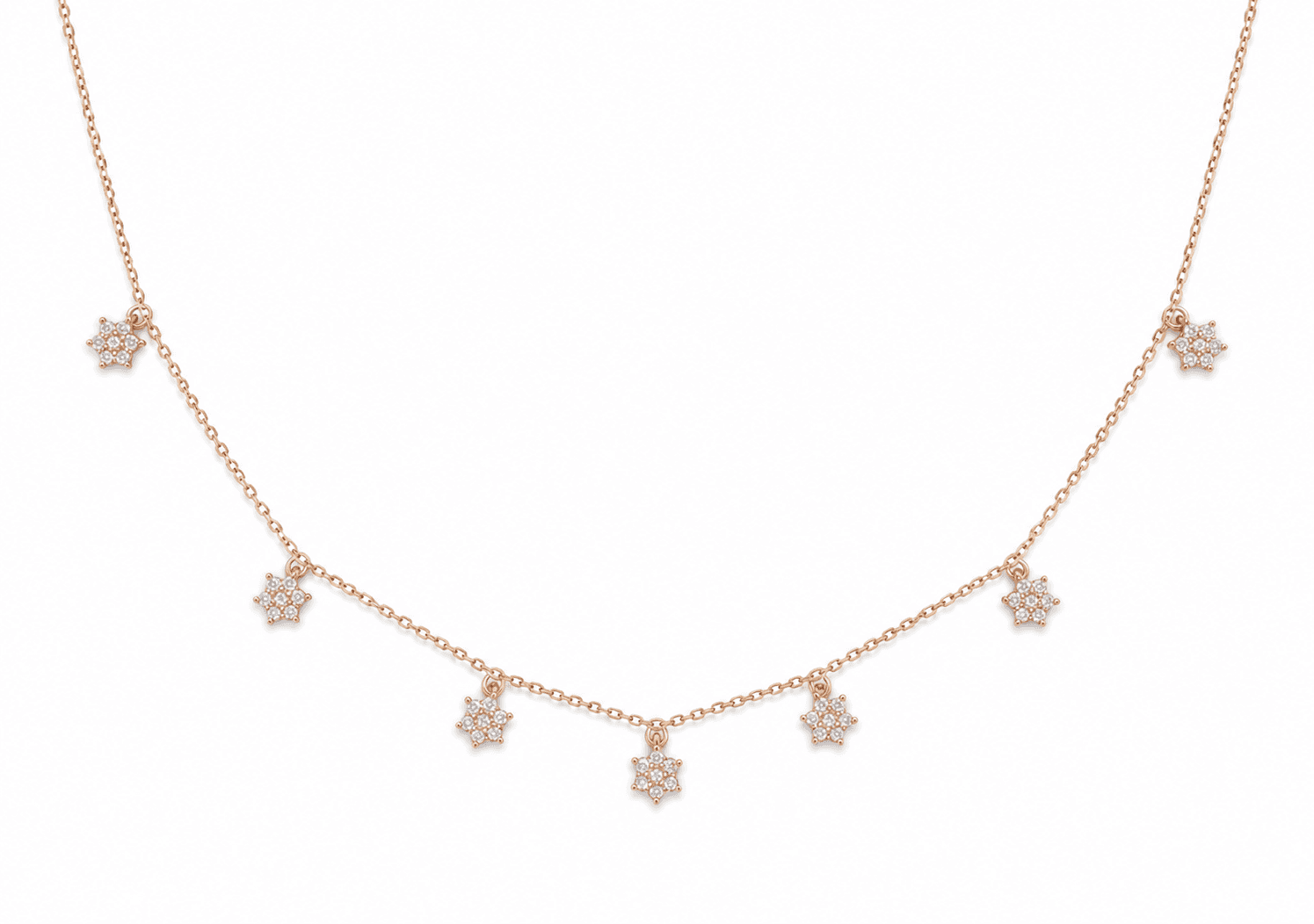 Twinkle Blossom Necklace , 16Inch , Yellow Gold , 18 K