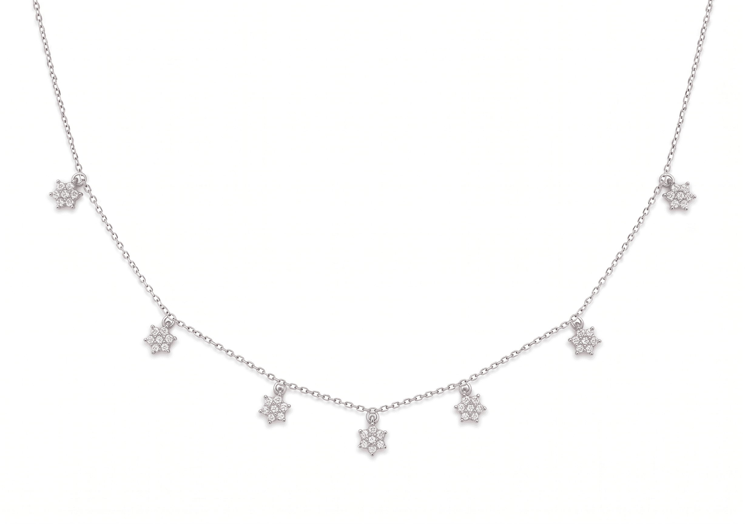Twinkle Blossom Necklace , 16Inch , Yellow Gold , 18 K
