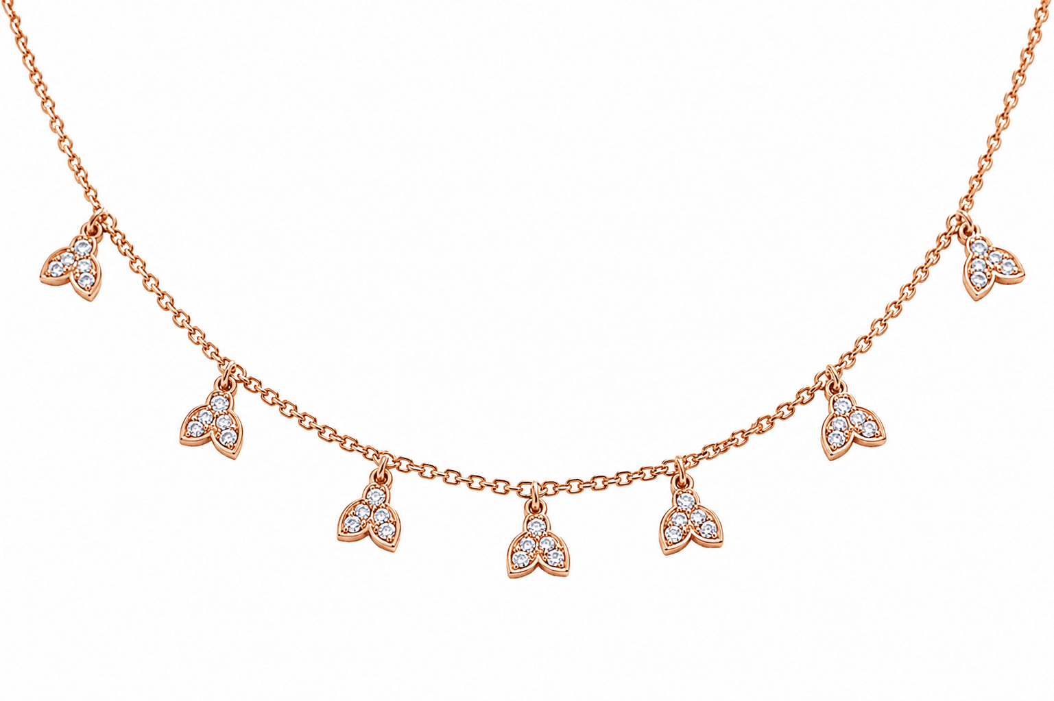Petal Drop Necklace , 16Inch , Yellow Gold , 18 K