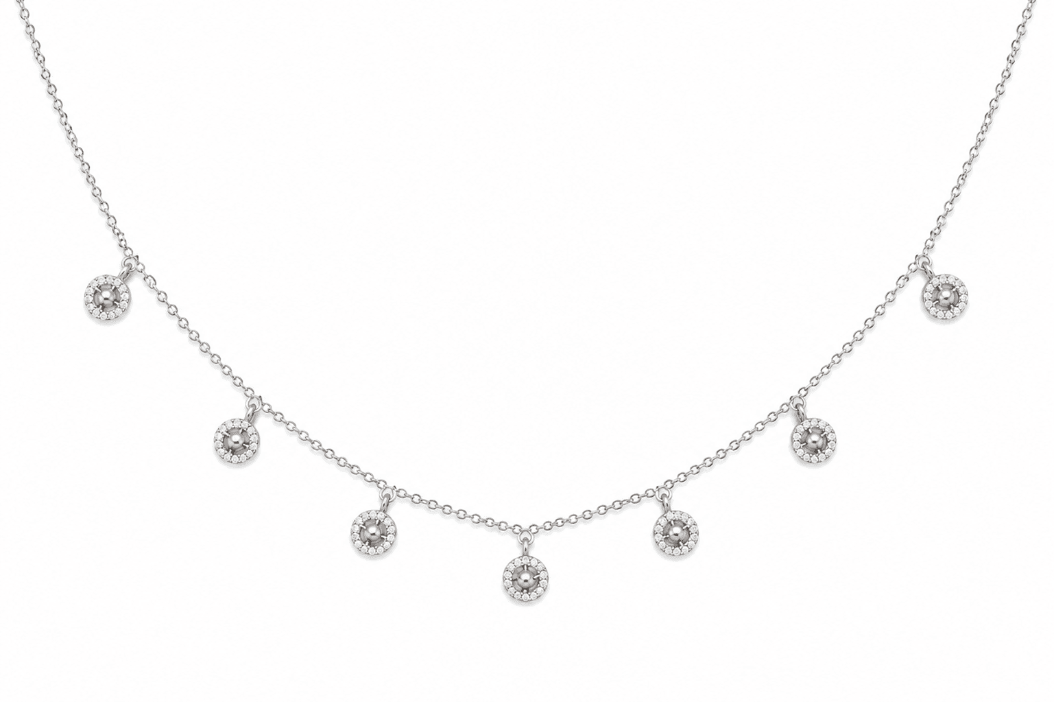 Halo Drop Necklace , 16Inch , Yellow Gold , 18 K