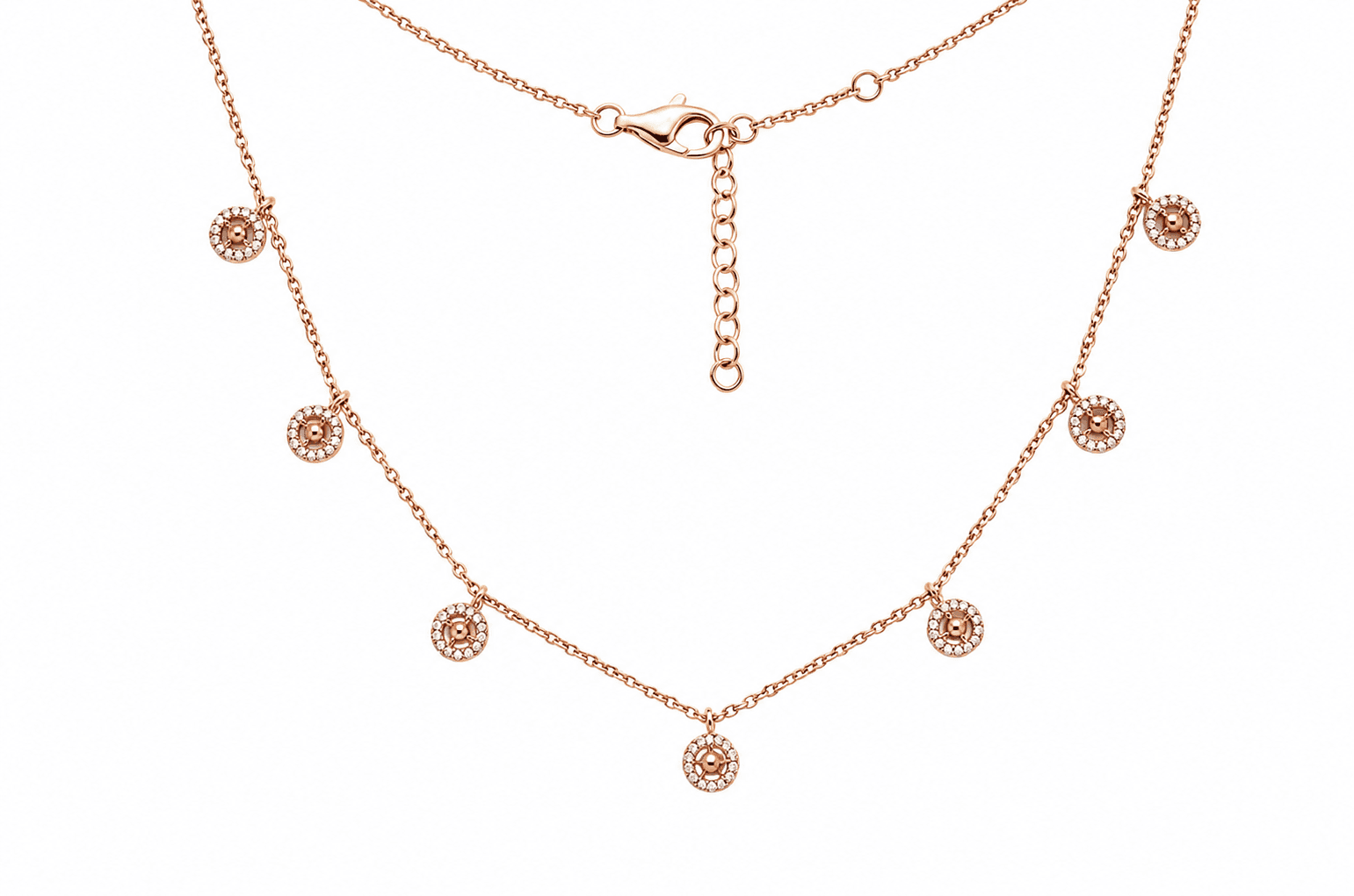 Halo Drop Necklace , 16Inch , Yellow Gold , 18 K