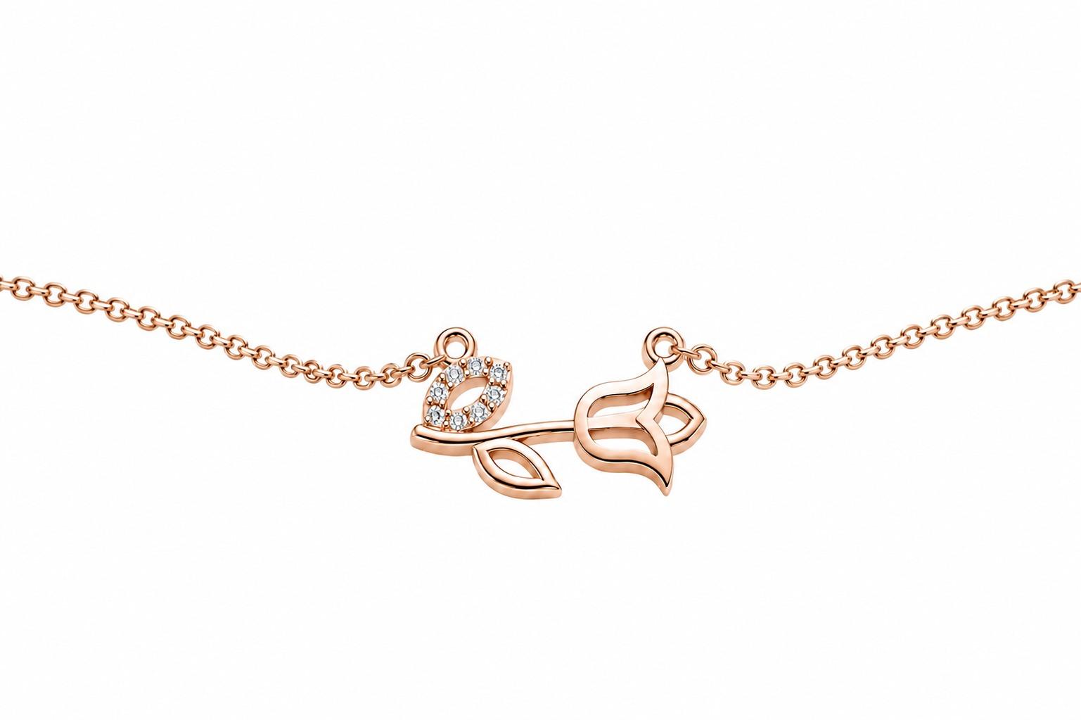 Eterna Rose Necklace , 16Inch , Yellow Gold , 18 K