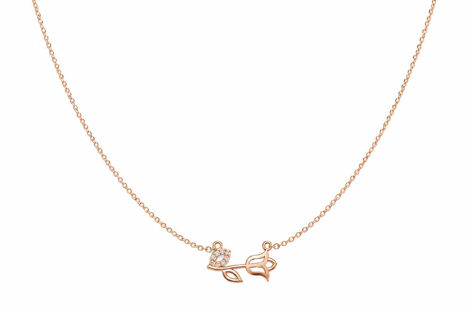 Eterna Rose Necklace , 16Inch , Yellow Gold , 18 K