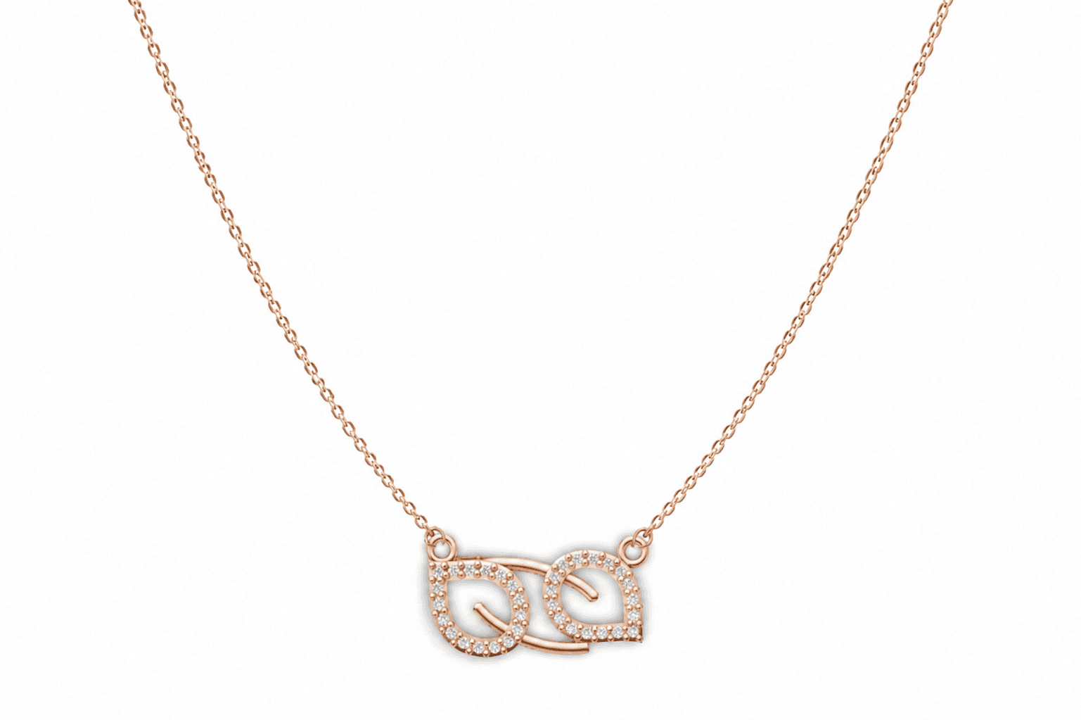 The Leaf Duo Necklace , 16Inch , White Gold , 18 K
