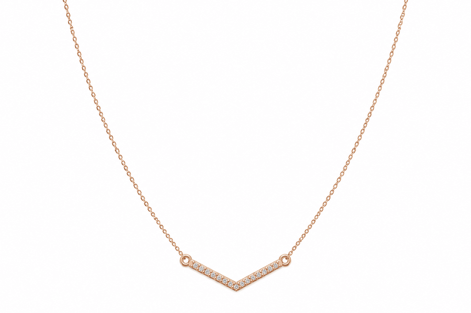 Rose Lumi V Necklace , 16Inch , Yellow Gold , 18 K