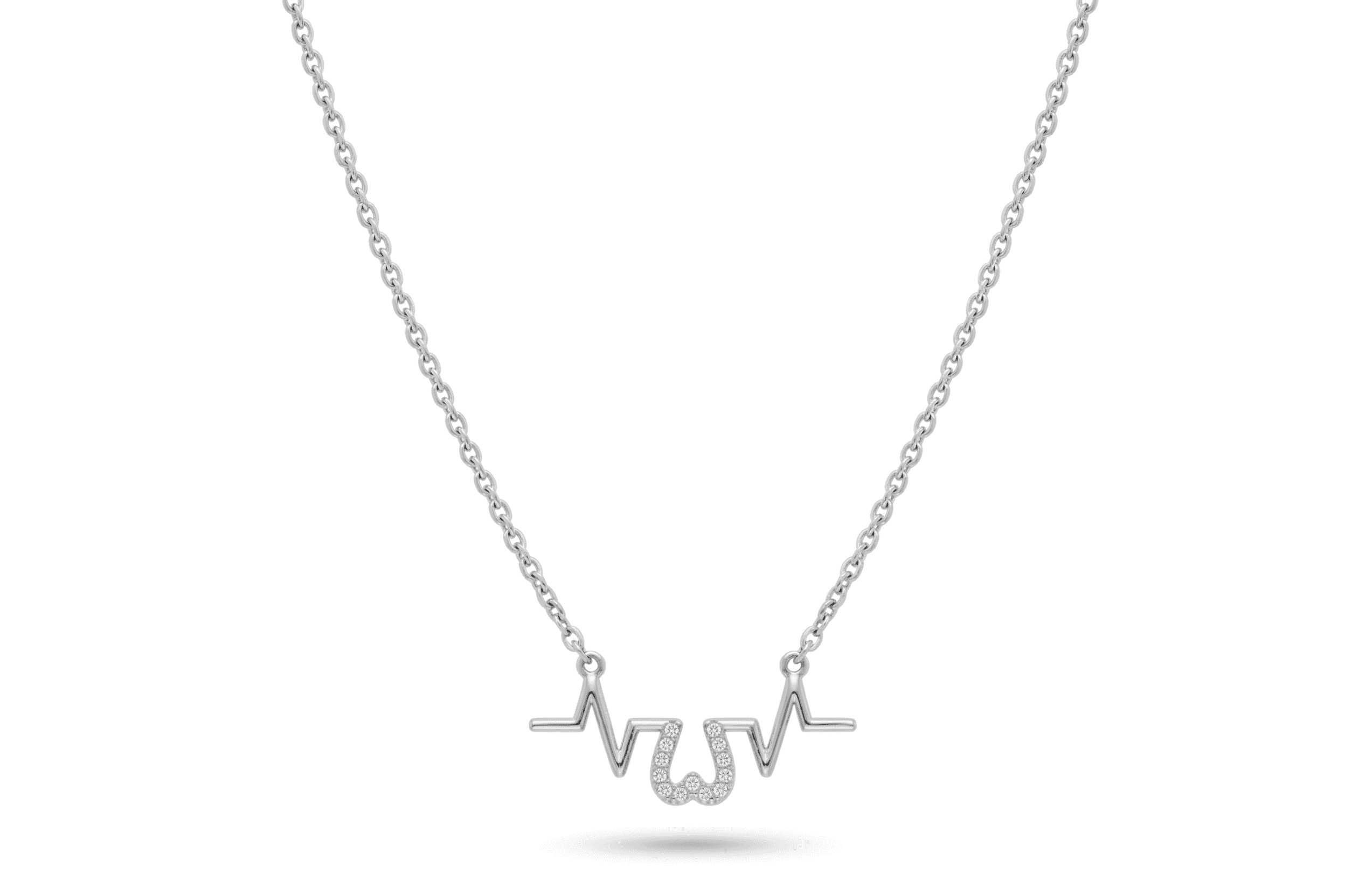 Heartbeat Charm Necklace , 16Inch , Yellow Gold , 18 K