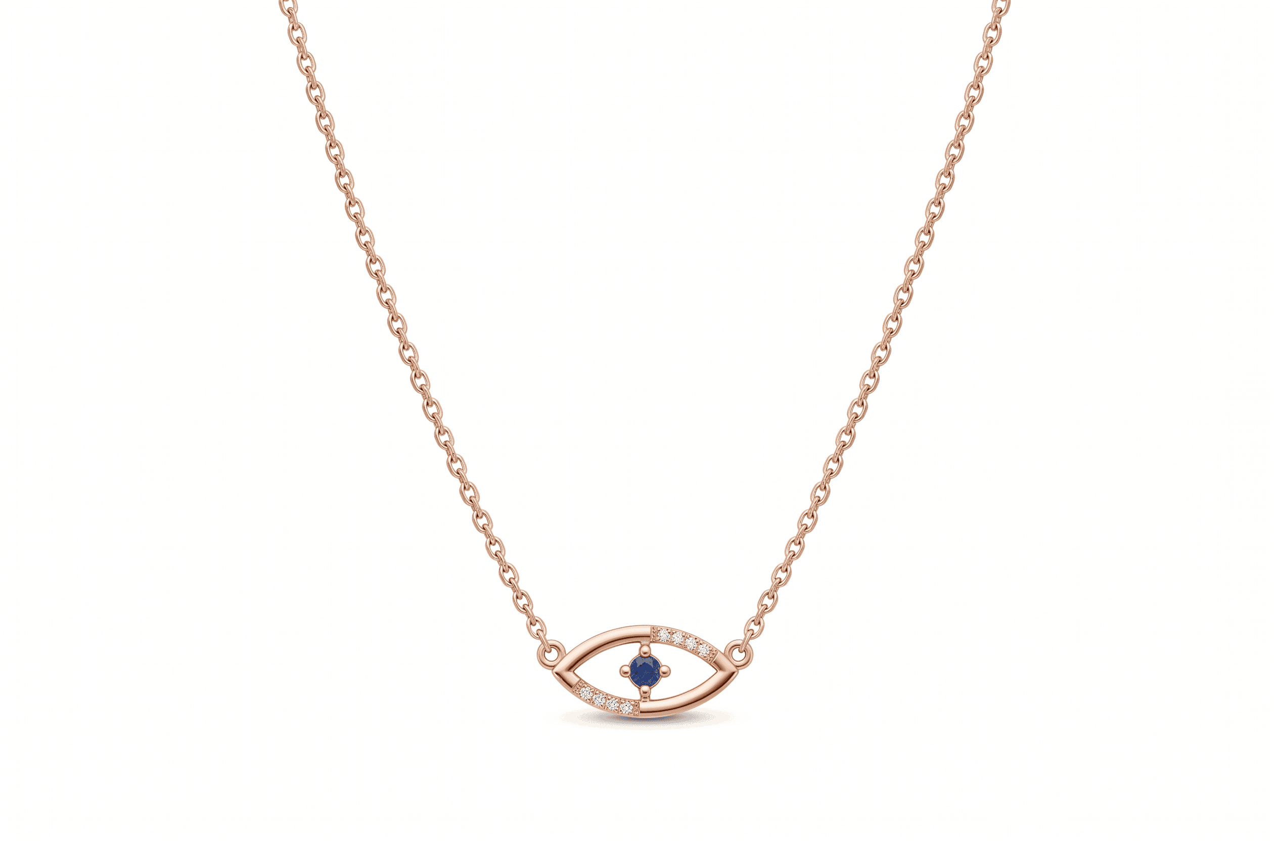 Evil Eye Necklace , 16Inch , Yellow Gold , 18 K