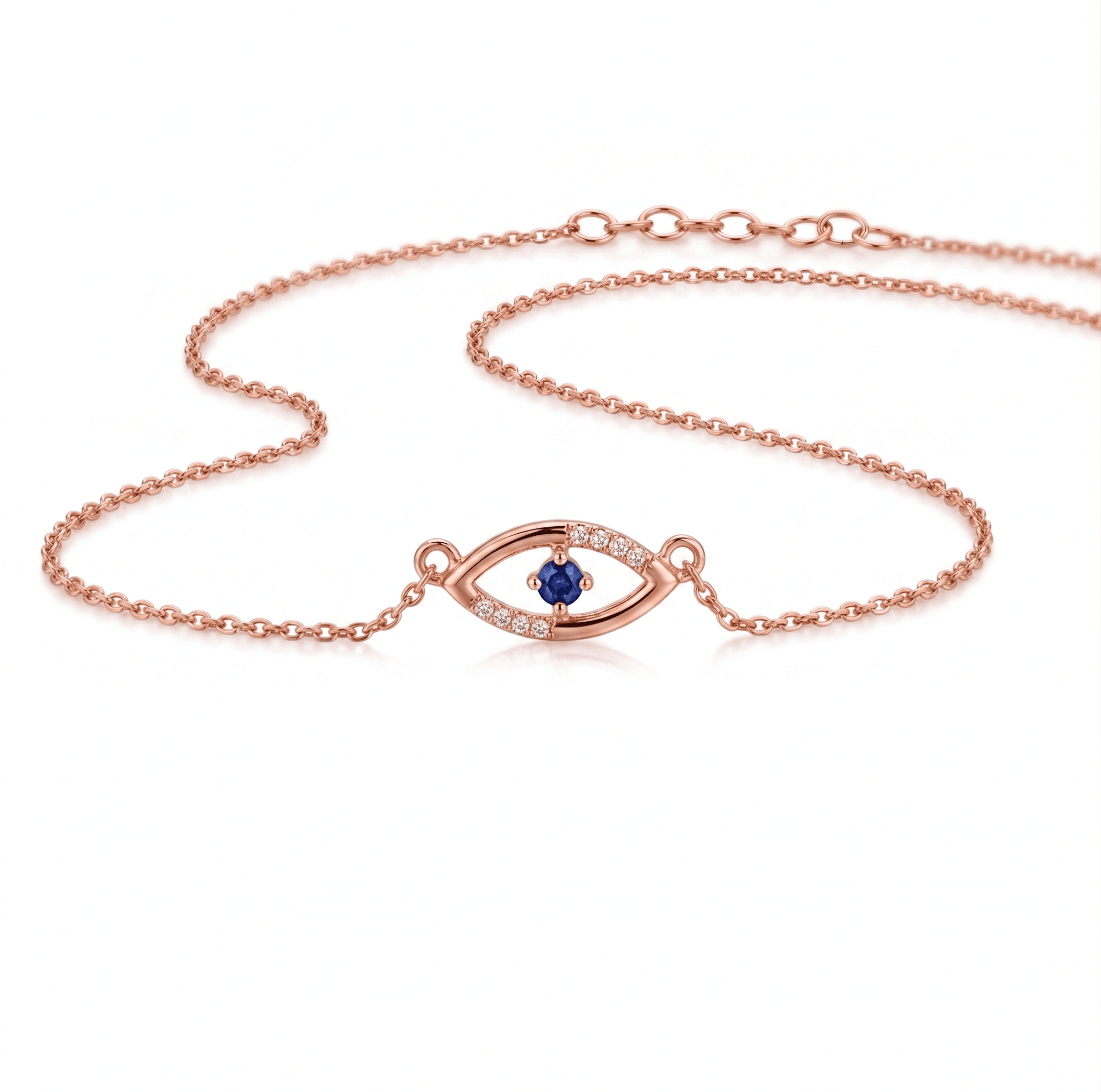 Evil Eye Necklace , 16Inch , Yellow Gold , 18 K