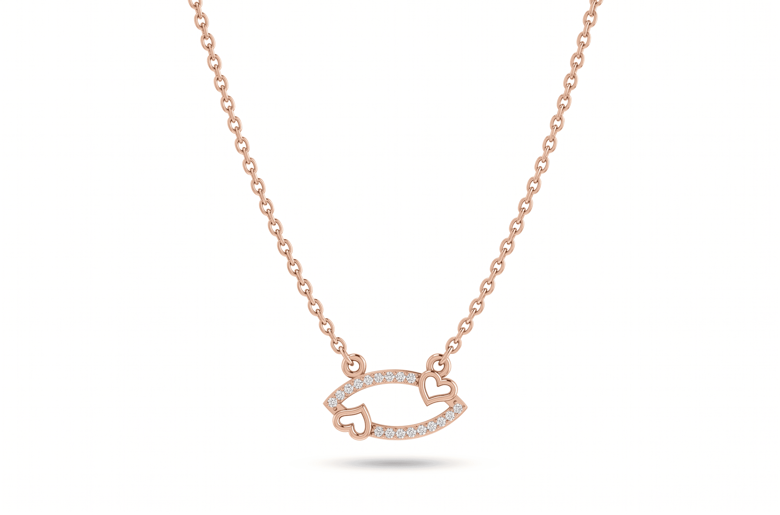 intertwined heart necklace , 16Inch , Yellow Gold , 18 K
