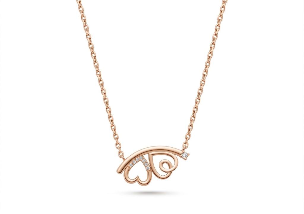 Twin Heart Whisper Necklace , 16Inch , Yellow Gold , 18 K