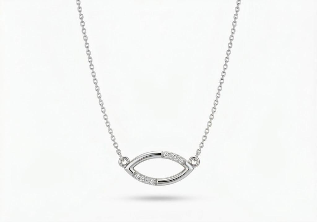 marquise daimond necklace , 16Inch , Yellow Gold , 18 K