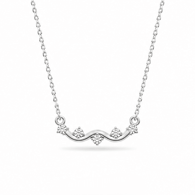 Crystal Curve Necklace , 16Inch , Yellow Gold , 18 K