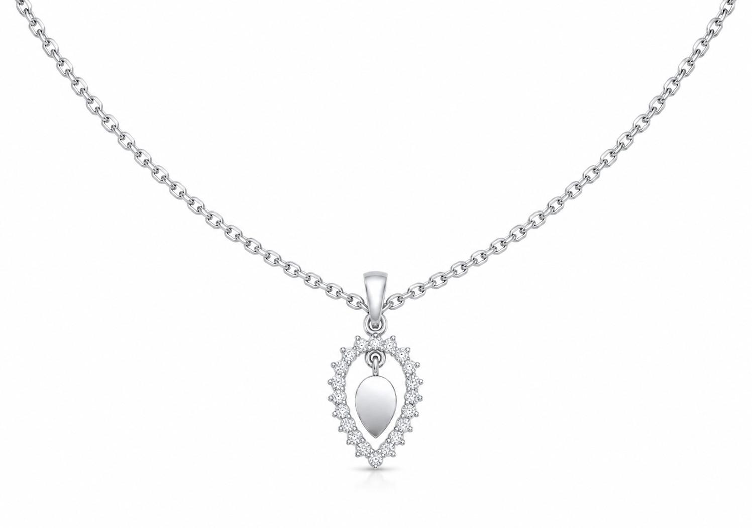 Teardrop Halo Pendant , Yellow Gold , 18 K
