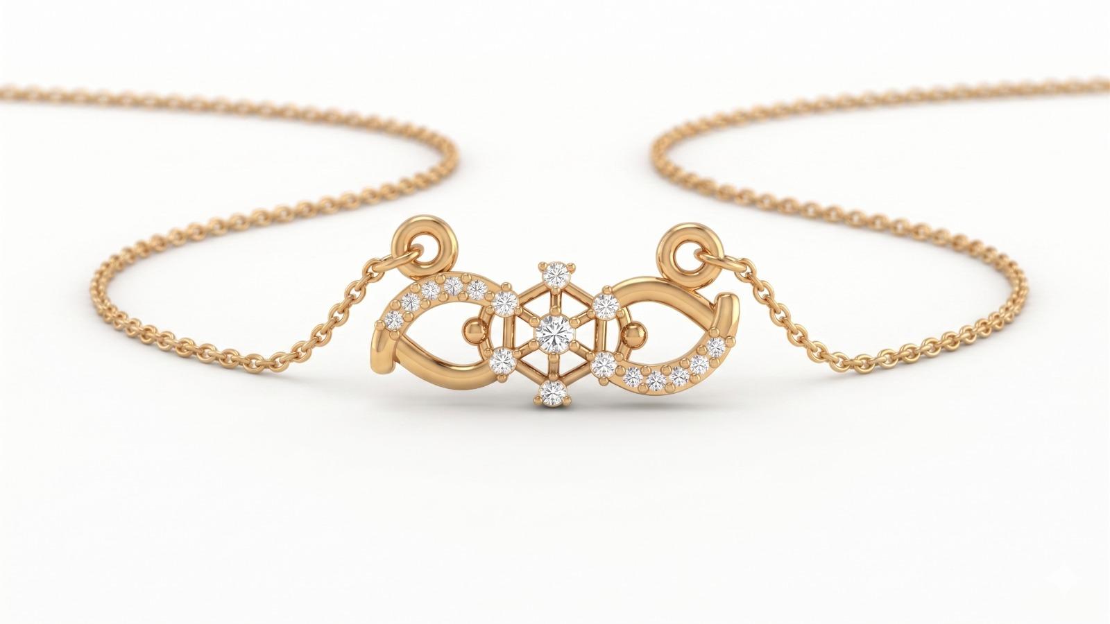 Diamond Accent Infinity Necklace , 16Inch , Yellow Gold , 18 K