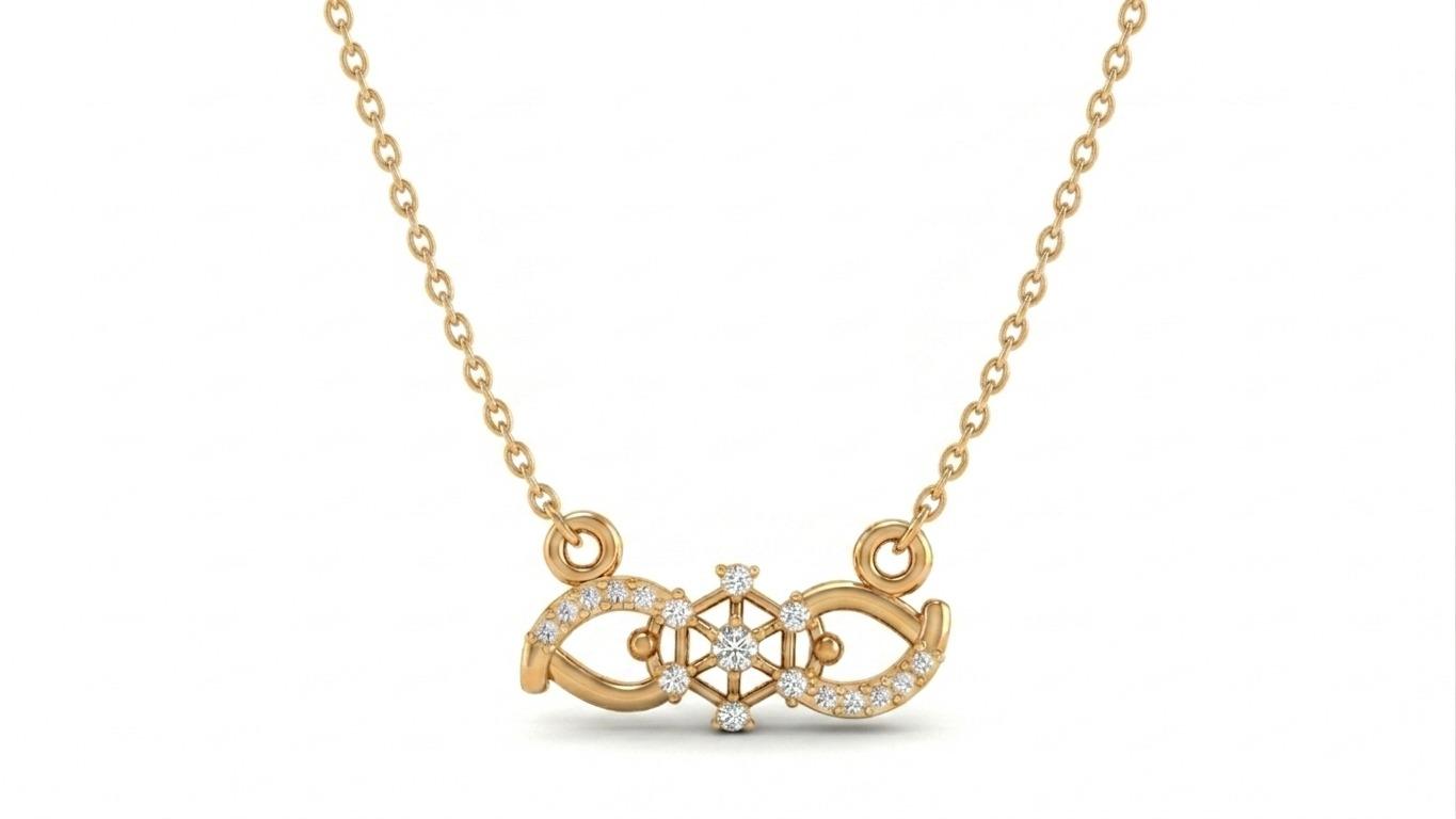 Diamond Accent Infinity Necklace , 16Inch , Yellow Gold , 18 K