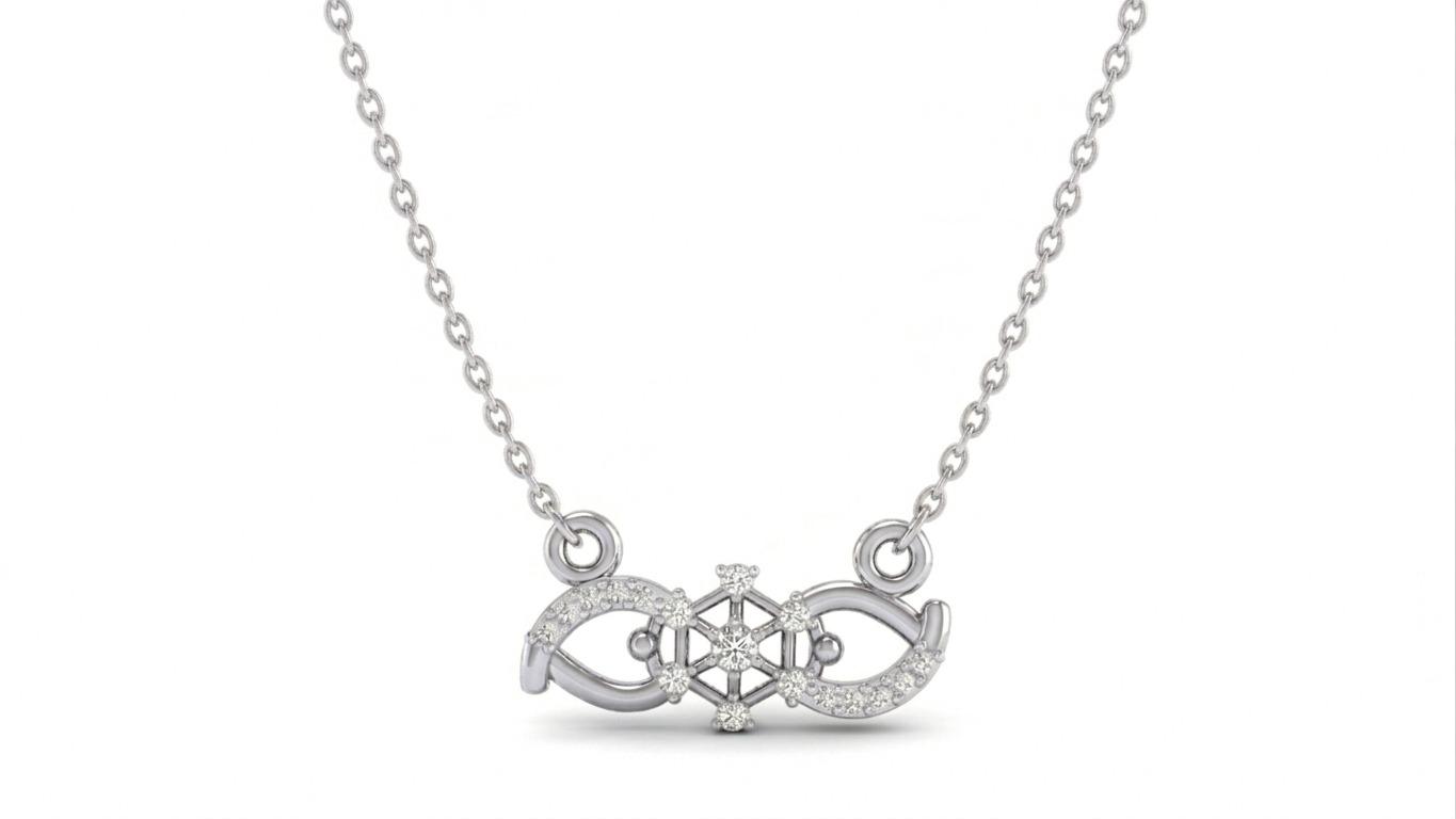 Diamond Accent Infinity Necklace , 16Inch , Yellow Gold , 18 K