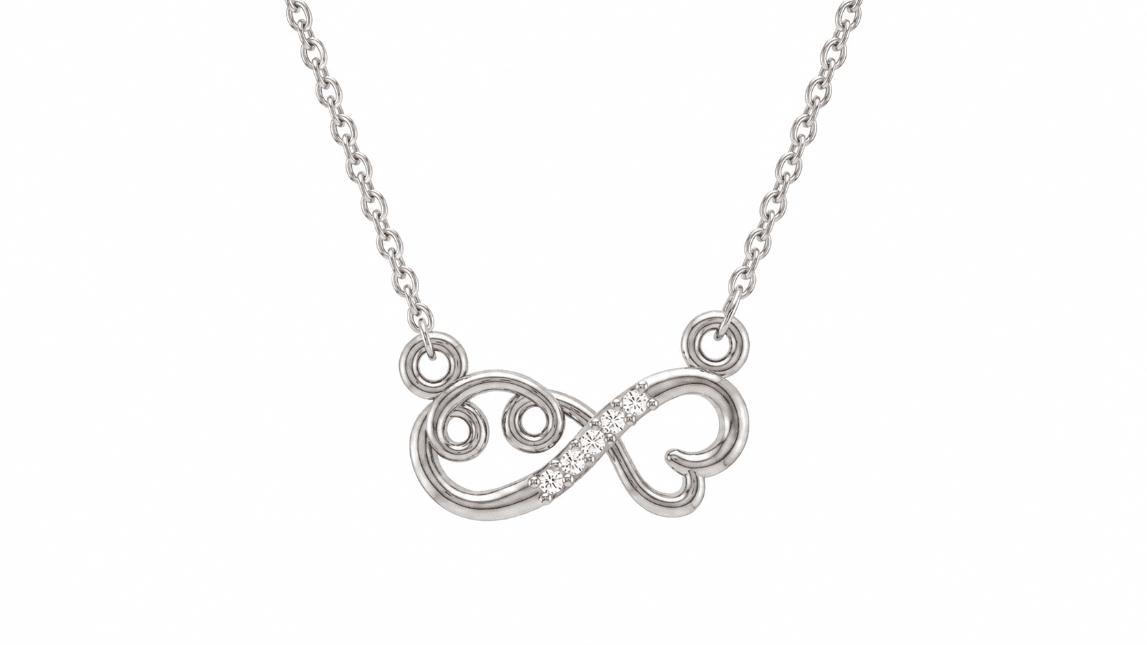 Infinity Diamond Heart Necklace , 16Inch , Yellow Gold , 18 K