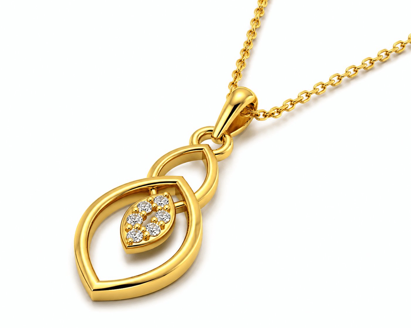 marquise motif pendant , Yellow Gold , 18 K