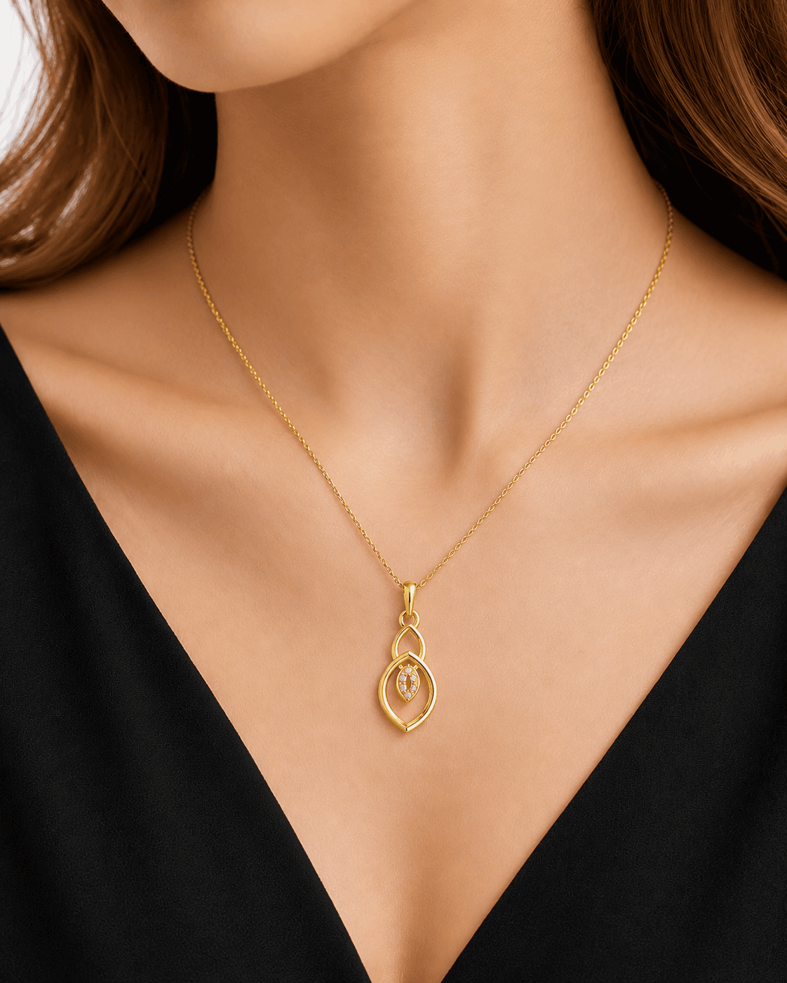 marquise motif pendant , Yellow Gold , 18 K