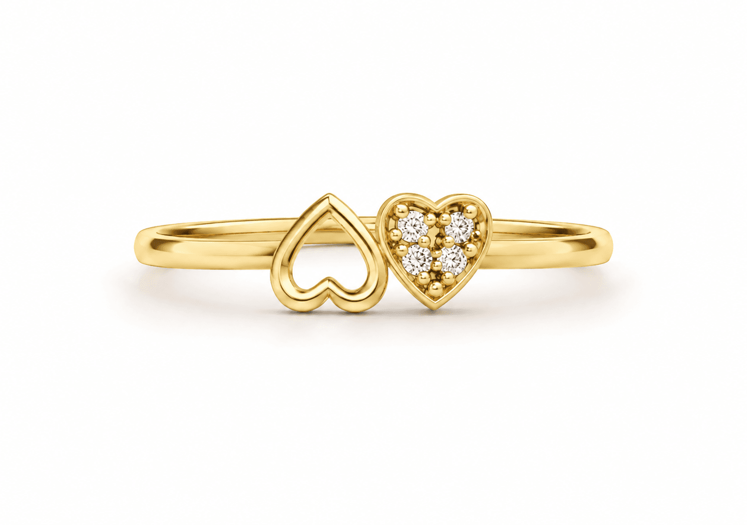 Heart Motif Ring , 7MM , 18 K , Yellow Gold