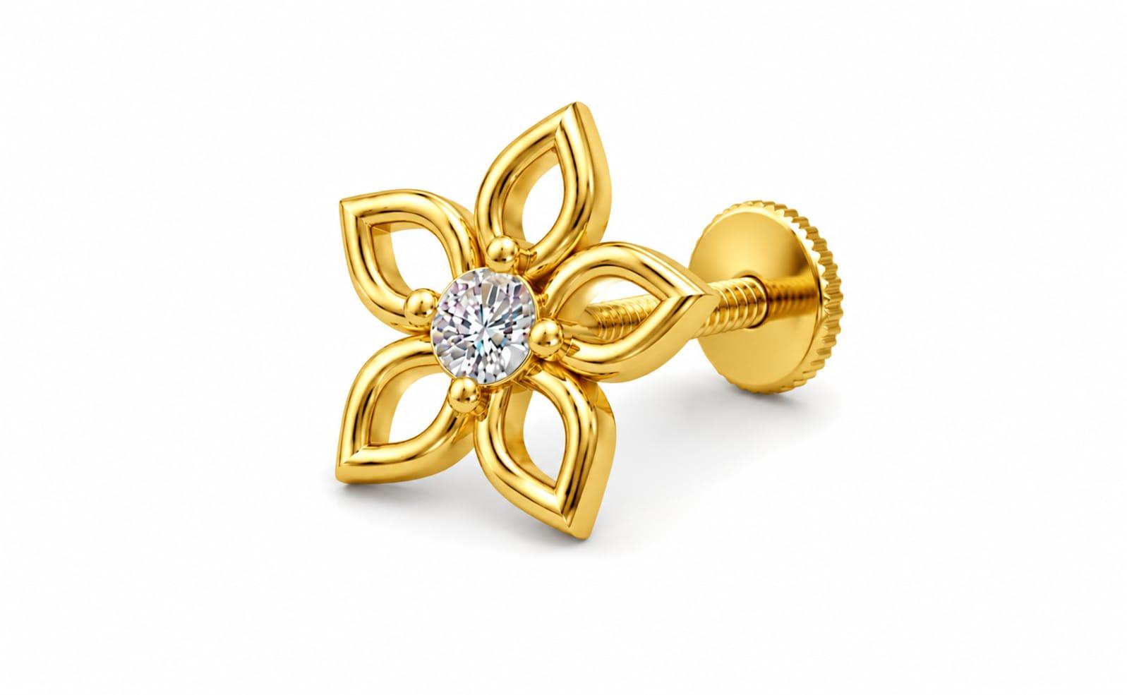 Petal Mist Nosepin , Yellow Gold , 18 K