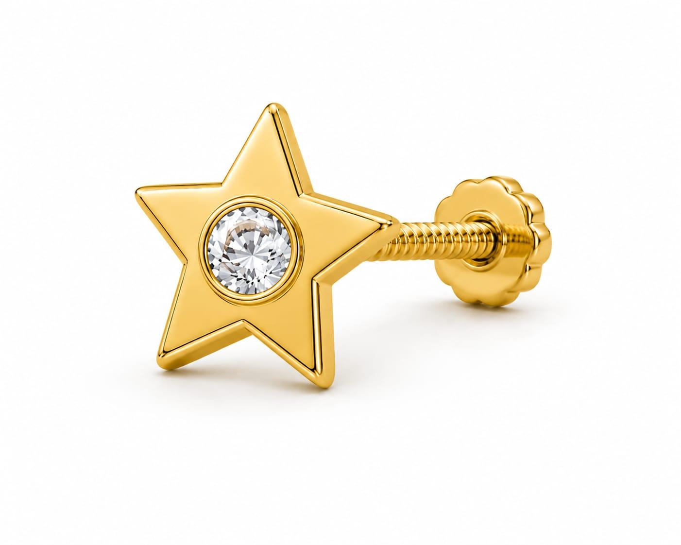 Celeste Star Nosepin , Yellow Gold , 18 K