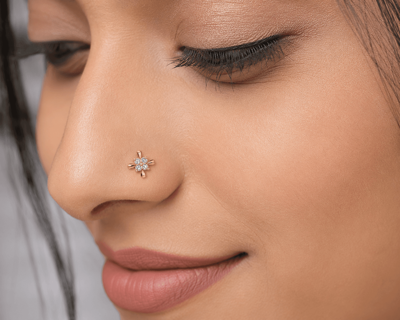 floral Nose Pin , Yellow Gold , 18 K