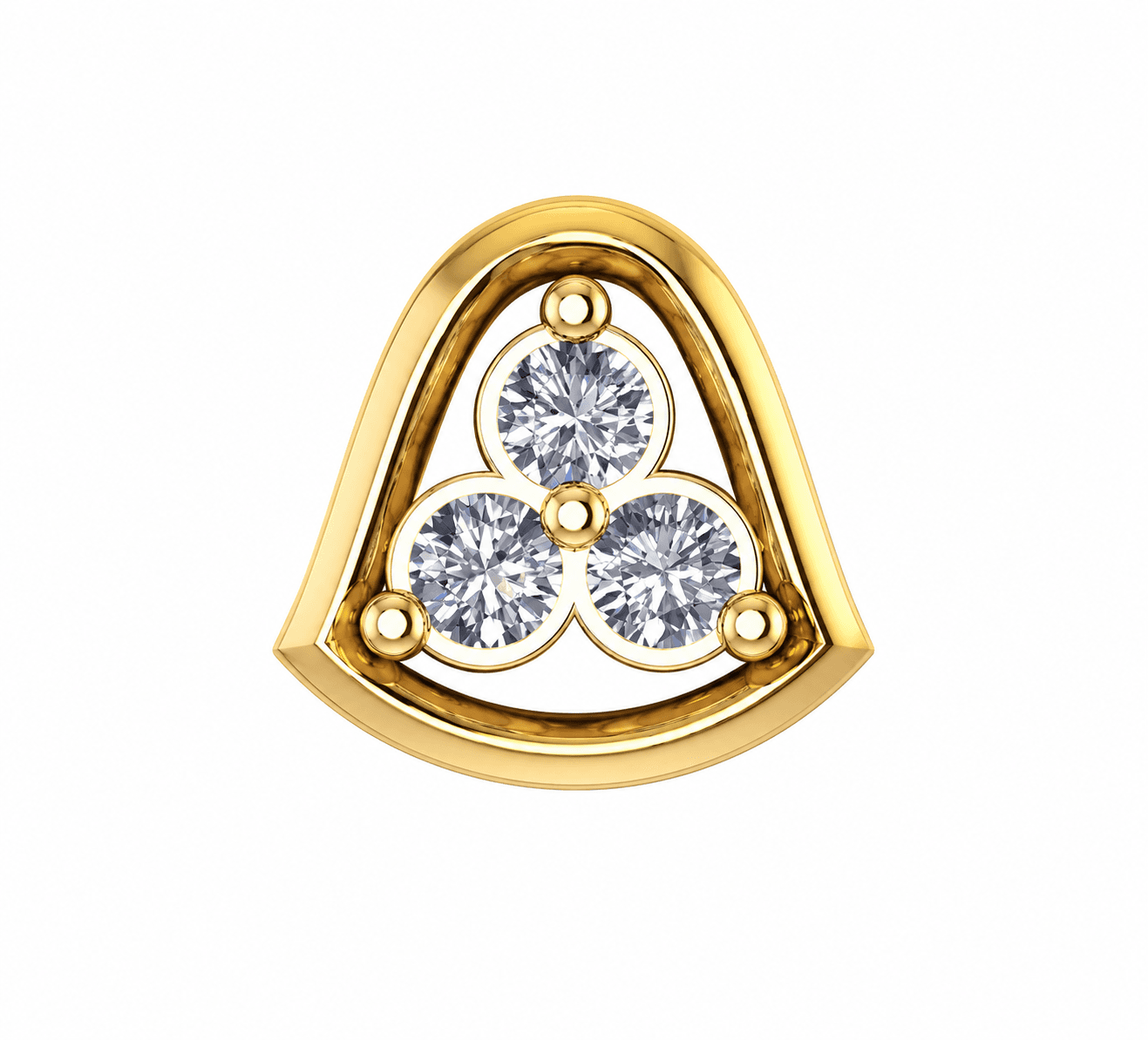 Celestia Trio Nosepin , Yellow Gold , 18 K