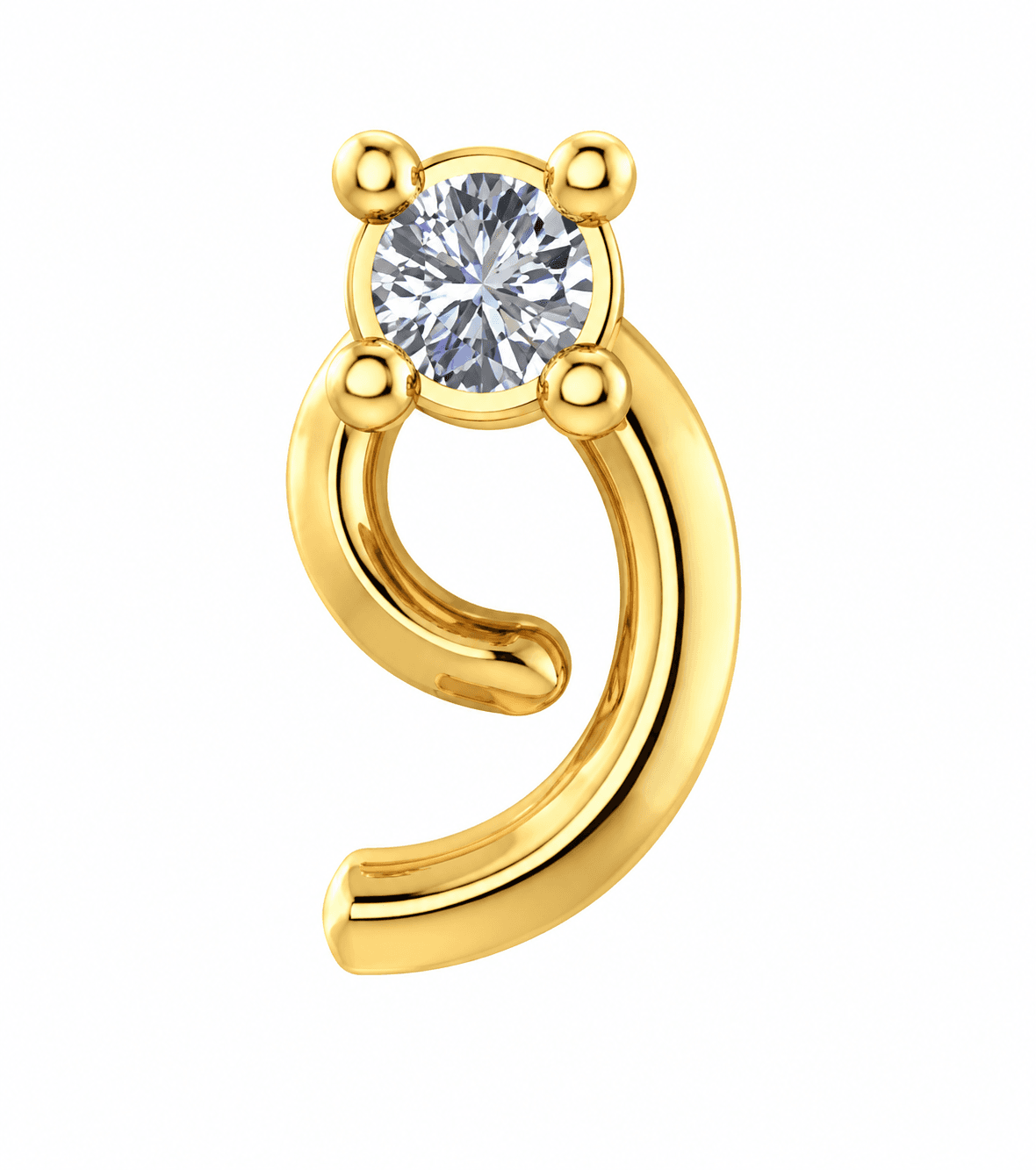The Curva Diamond Nosepin , Yellow Gold , 18 K
