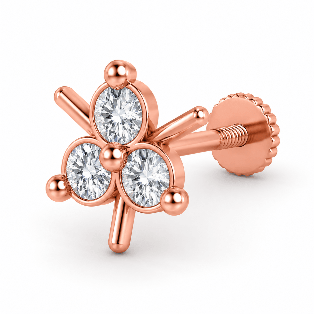 floral Nose Pin , Yellow Gold , 18 K