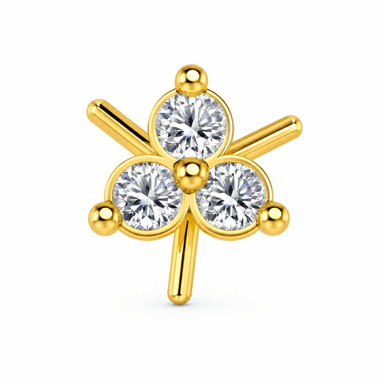 floral Nose Pin , Yellow Gold , 18 K