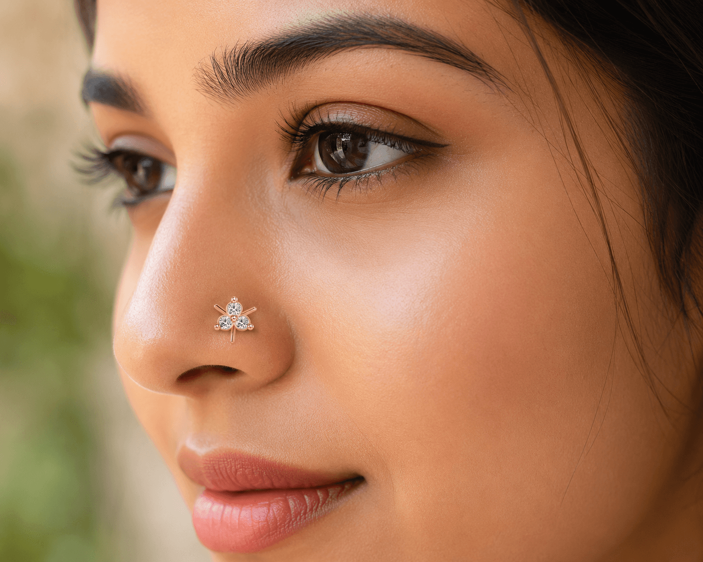floral Nose Pin , Yellow Gold , 18 K