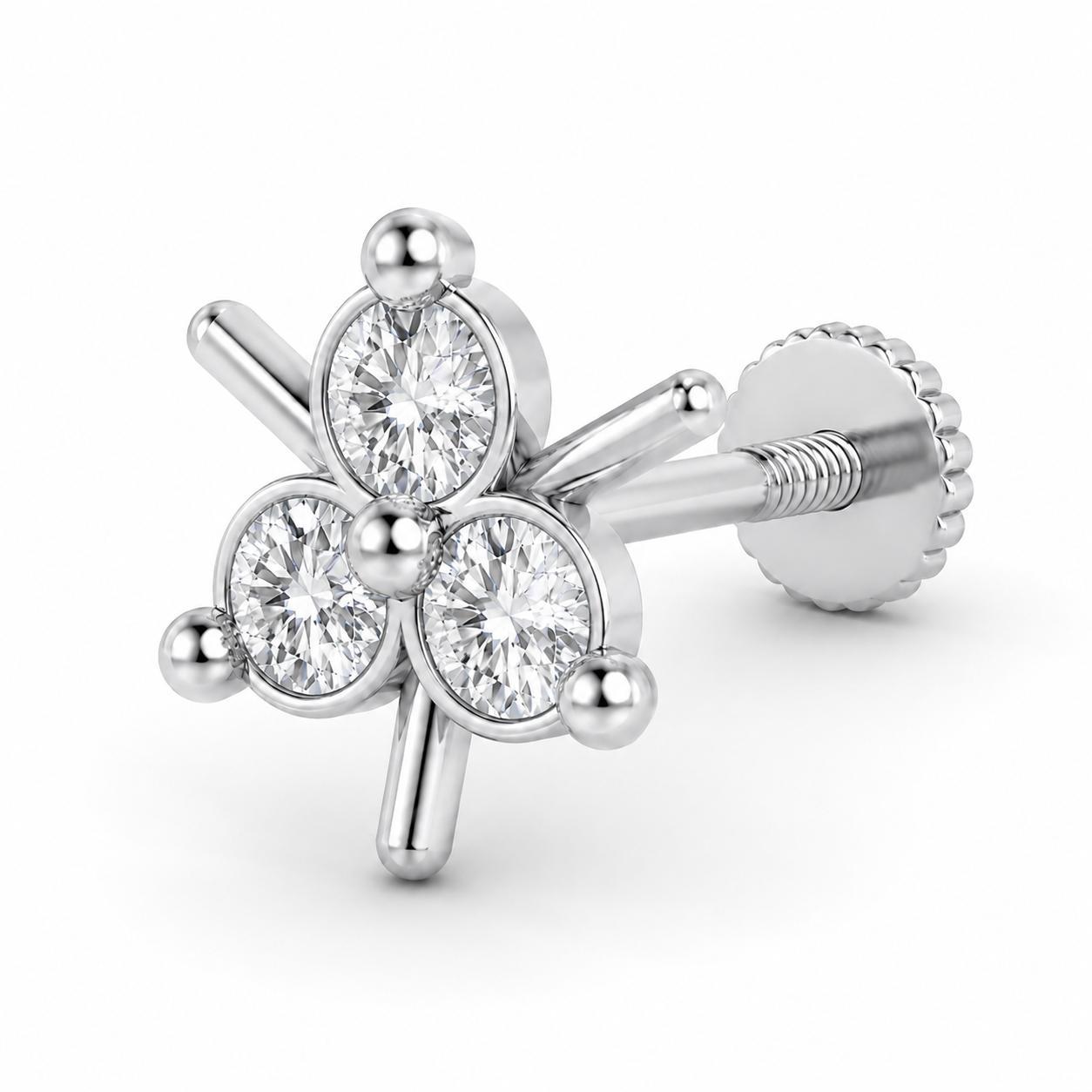 floral Nose Pin , Yellow Gold , 18 K