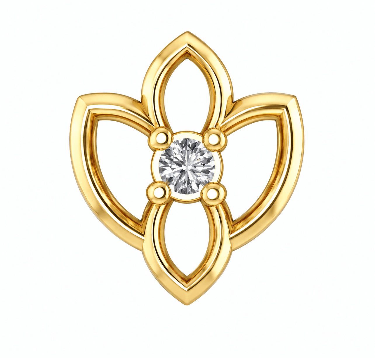 Petal Bloom Nose Stud , Yellow Gold , 18 K