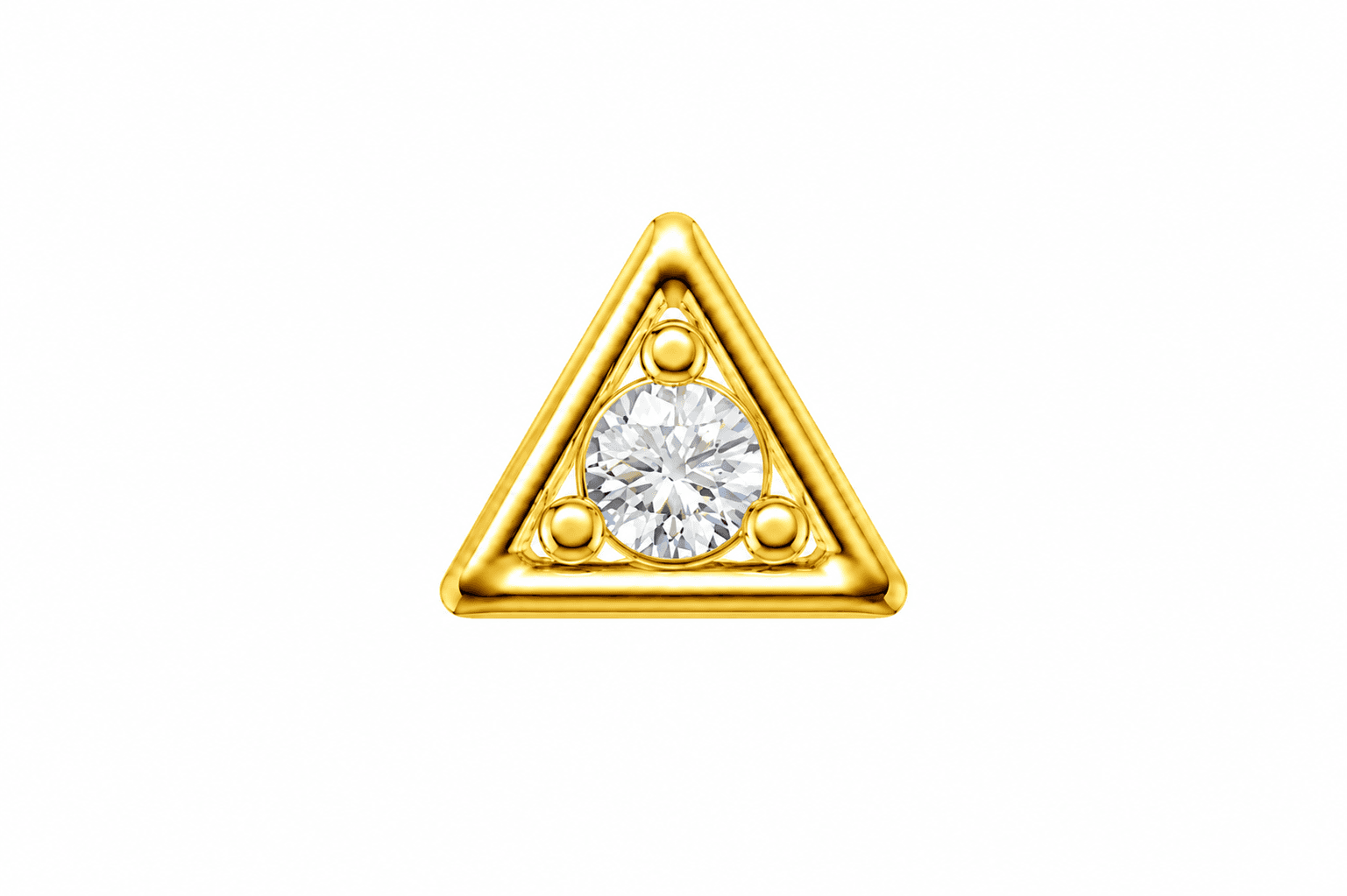 Triangle Diamond Nose Stud , Yellow Gold , 18 K