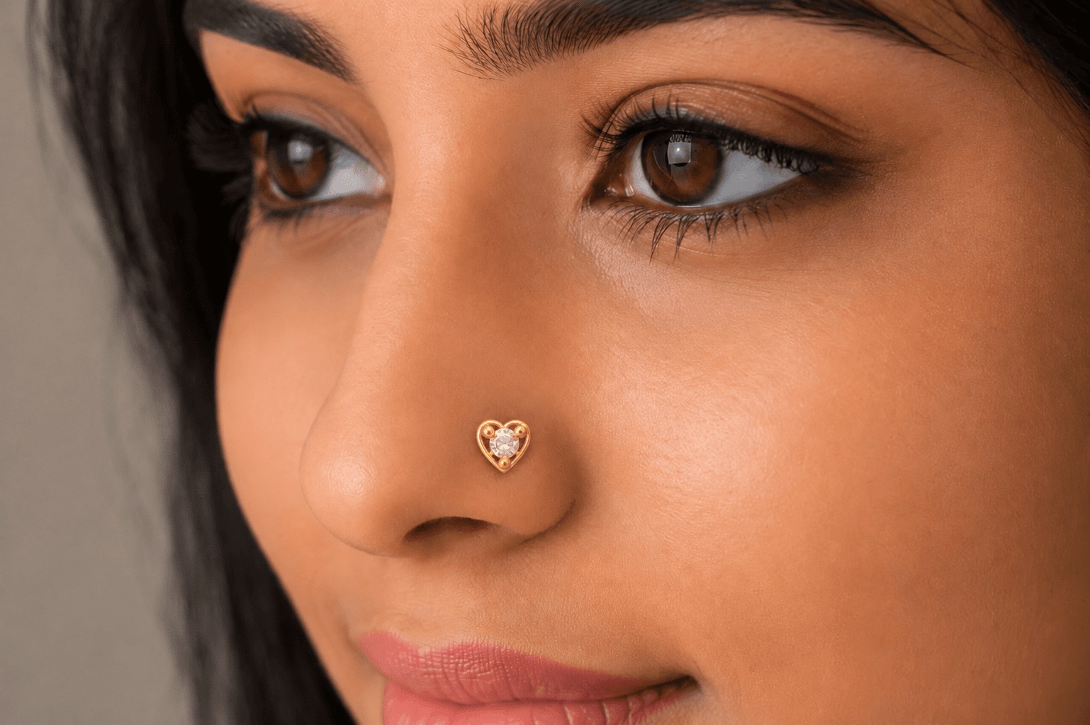 HeartGlow Diamond Nose Pin , Yellow Gold , 18 K