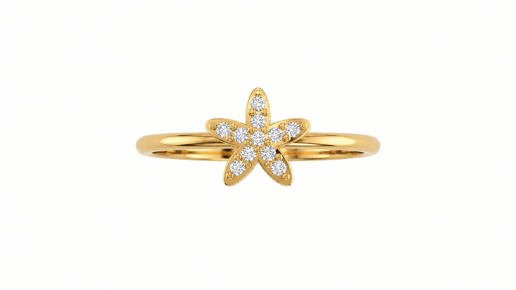 Starburst ring , 7MM , 18 K , Yellow Gold