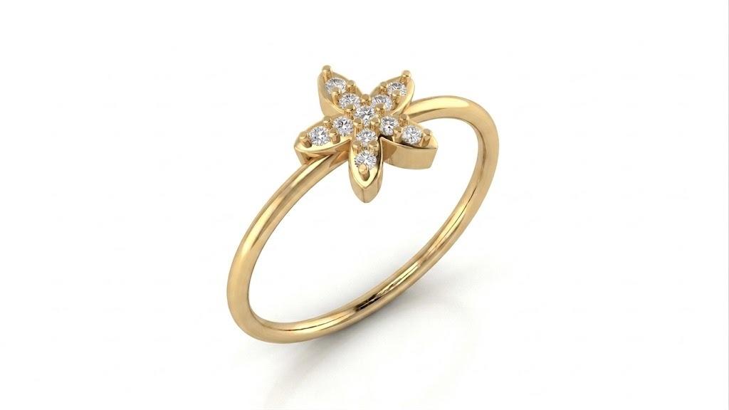 Starburst ring , 7MM , 18 K , Yellow Gold