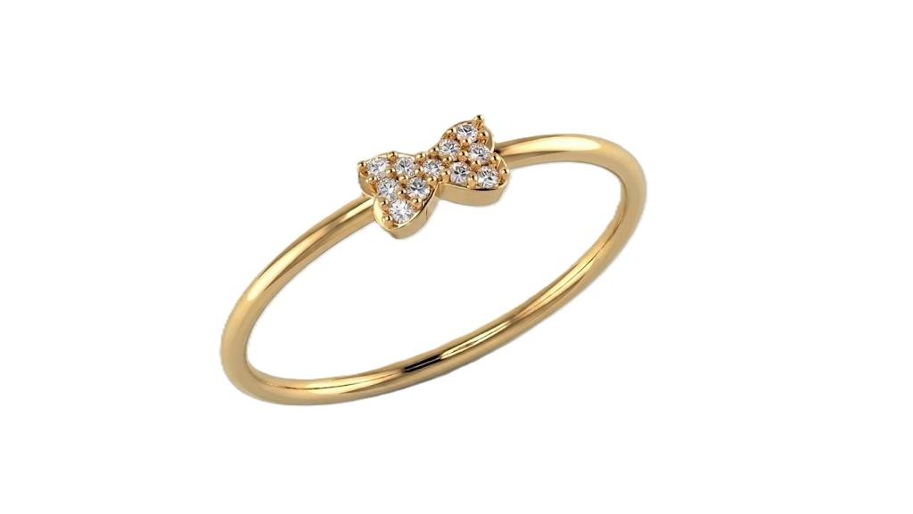 Bow Motif Ring , 7MM , 18 K , Yellow Gold