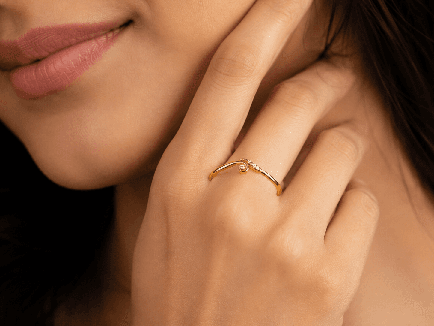 Swirl Diamond Ring , 7MM , 18 K , Yellow Gold